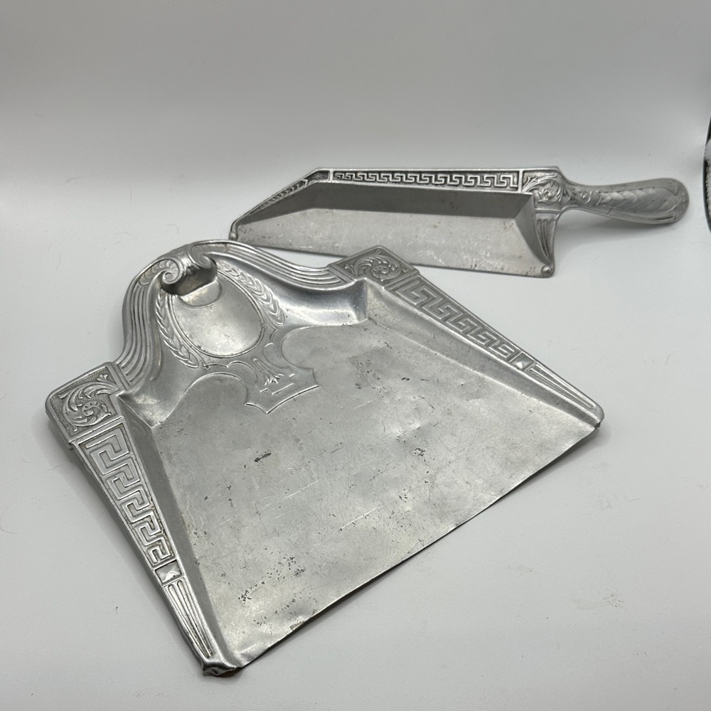 1970s Silver-Tone Metal Silent Butler Set with Greek Key Design